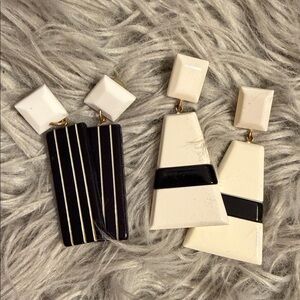 Black and White Geometric Costume Earrings